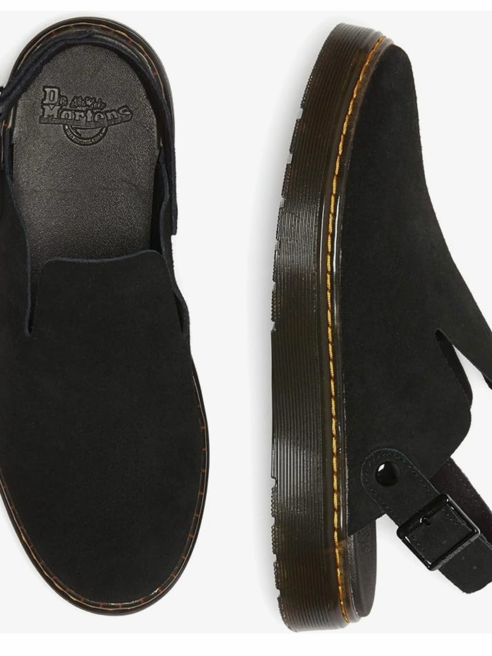Dr. Martens Black Suede Carlson Slingback Mules